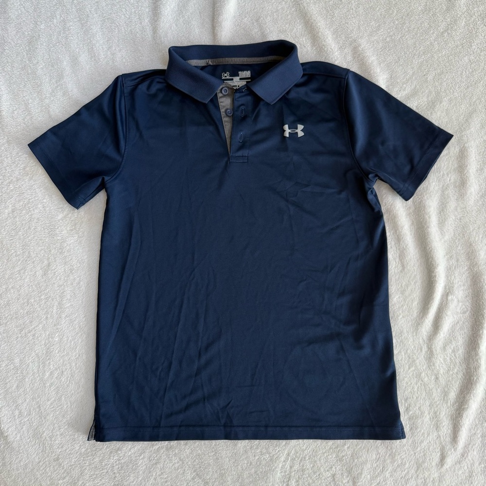 Under Armour Boys Navy Polo Shirt Large